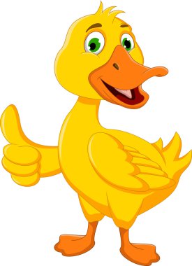 Funny duck cartoon thumb up for you design clipart