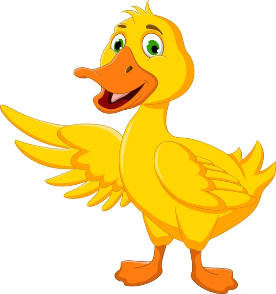 Lindo pato de dibujos animados posando — Vector de stock