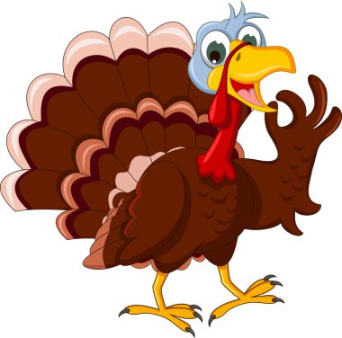 Funny Turkey Cartoon posing clipart