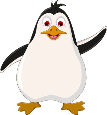 Sevimli penguen çizgi filmi el sallıyor
