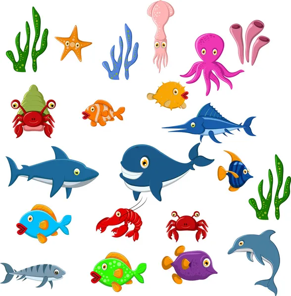 Sea life cartoon background — Stock Vector