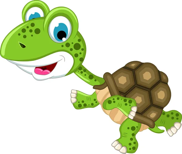 Mignon dessin animé tortue courir — Image vectorielle