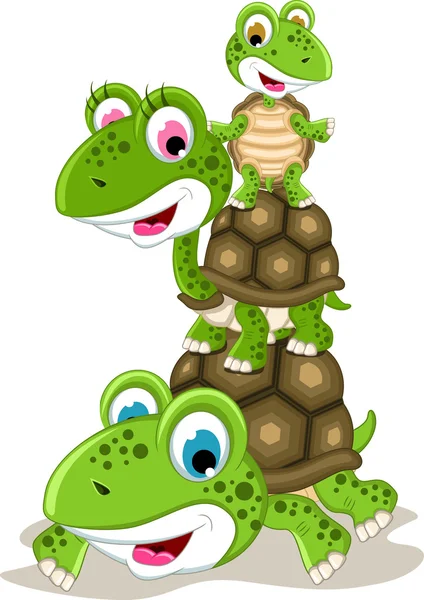 Happy family of turtle cartoon — Stock Vector