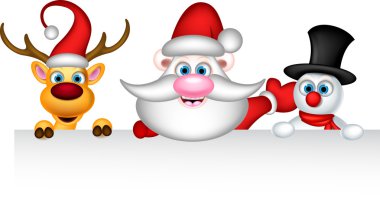 Noel Baba Ren geyiği ve kılığında kardan adam