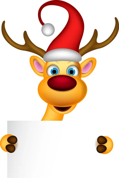 Cervo Rudolph con carta bianca — Vettoriale Stock