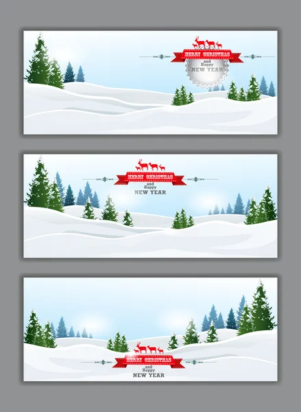 Feliz Navidad banners conjunto de diseño — Vector de stock