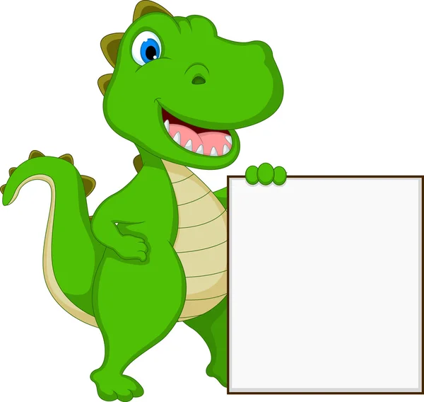 Happy Crocodile Cartoon With Blank Sign — Stock Vector
