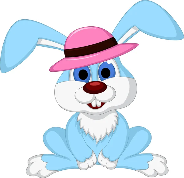 Kleines hübsches Kaninchen mit rosa Hut — Stockvektor
