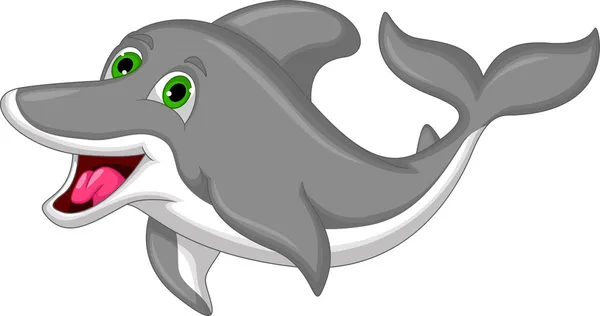 Cute Cartoon Dolphin swimming — Stock Vector