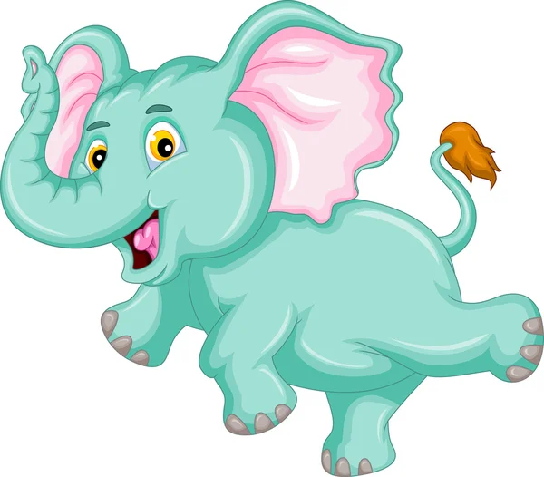 Divertido elefante de dibujos animados bailando — Vector de stock