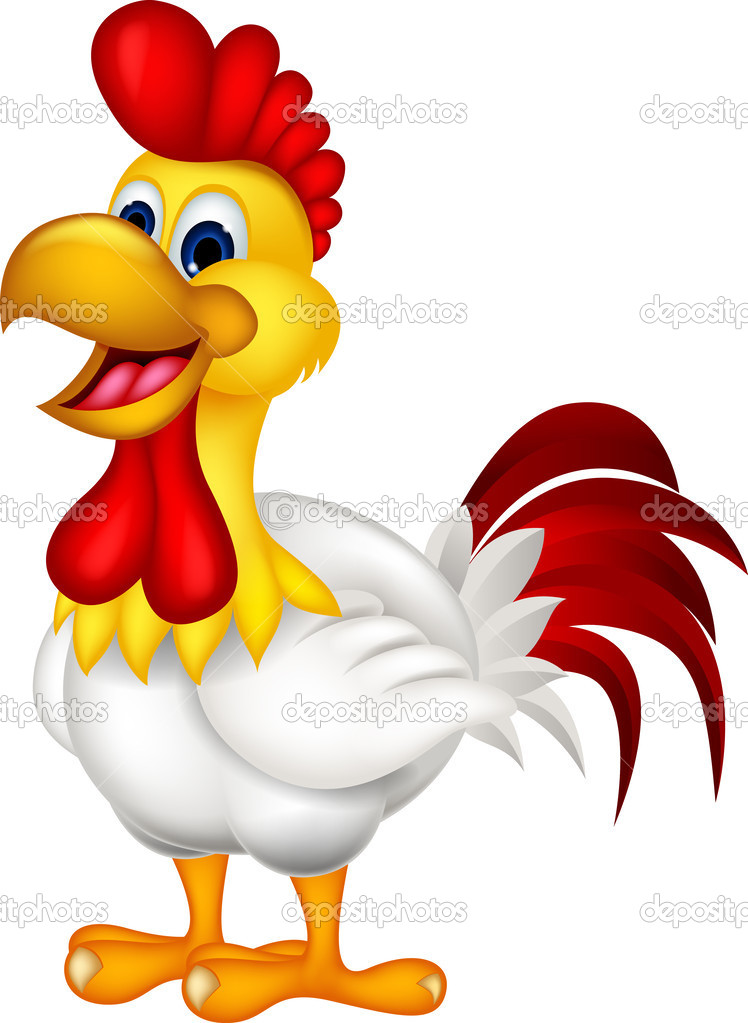 Happy cartoon chicken