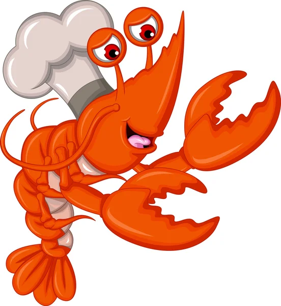 Lindo camarón chef de dibujos animados — Vector de stock