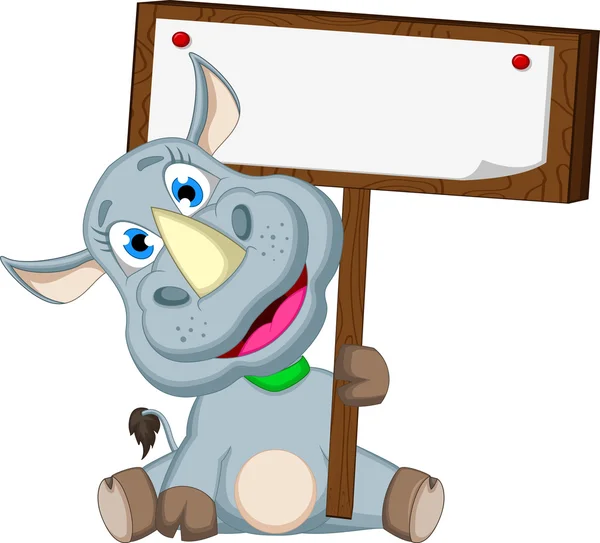 有趣的犀牛卡通空白符号 — 图库矢量图片
