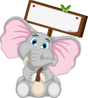 Pano holding sevimli fil çizgi film