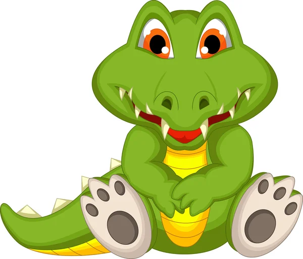 Desenhos animados de crocodilo bonito sentado — Vetor de Stock