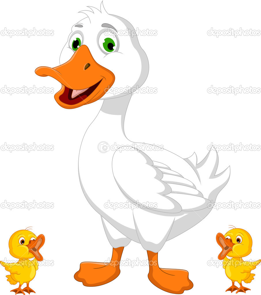 Duck cartoon with chick