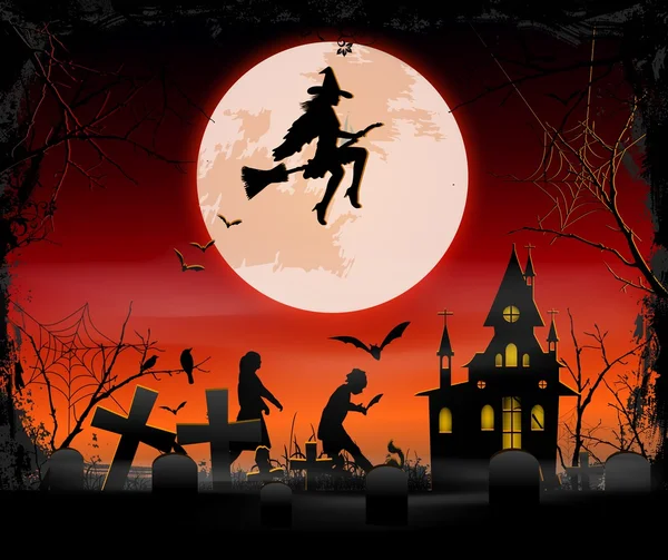 Illustrazione di sfondo notte di Halloween per il design — Vettoriale Stock