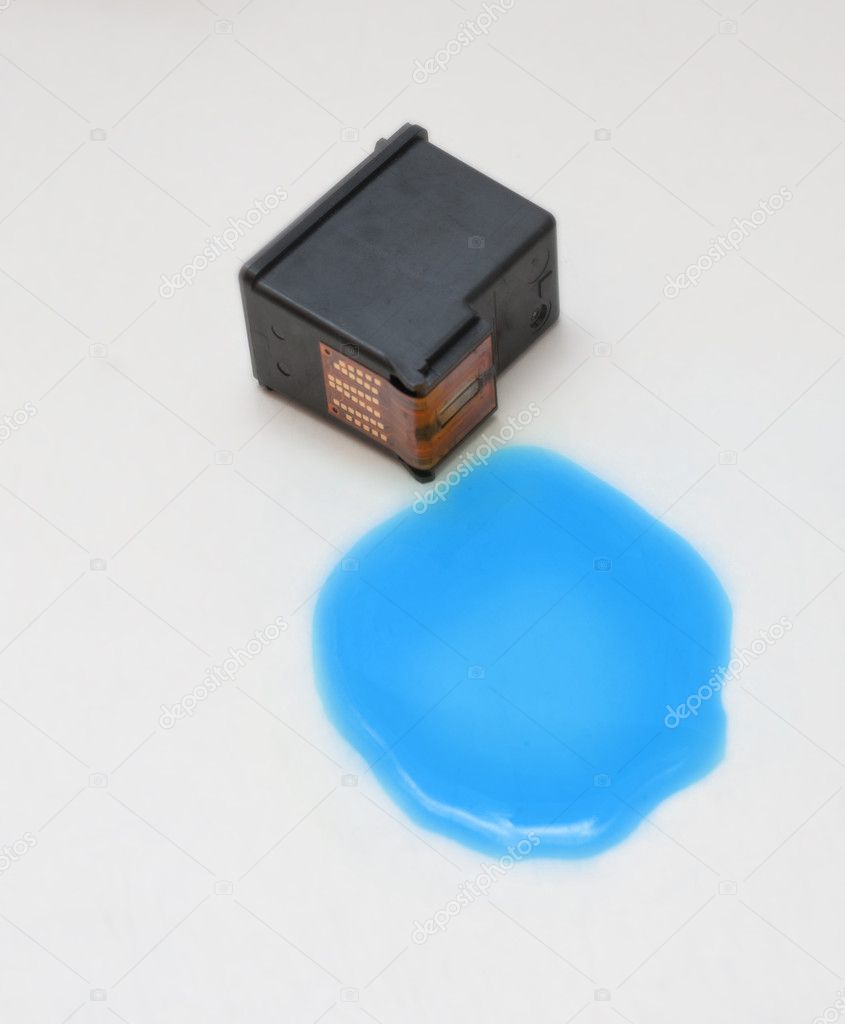 Blue Ink Cartridge on White Background