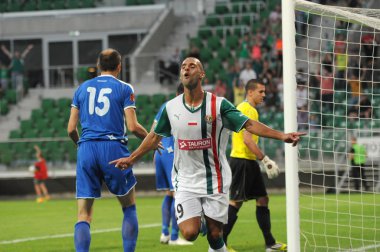 Wroclaw, Polonya - Temmuz 18:uefa Avrupa Ligi, paixao sonra puan edinildi ikinci gol, slask wroclaw vs rudar pljevlja 18 Temmuz:, 2013 yılında wroclaw, Polonya.