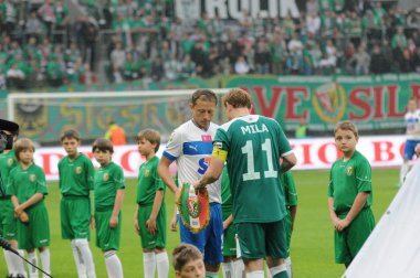 Wroclaw, Polonya - 6 Mayıs: sebastian mila ve rafal murawski slask wroclaw vs lech poznan üzerinde 06 Mayıs 2013 yılında wroclaw, Polonya.