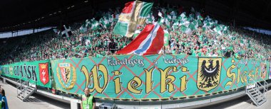 Wroclaw, Polonya - 21 Nisan: maç t-mobile ekstraklasa wks slask wroclaw ve lechia gdansk, supportes slask Wroclaw 21 Nisan 2013 Wroclaw, Polonya.