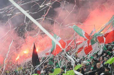 Wroclaw, Polonya - Aralık 07: maç arasında wks slask wroclaw ve legia warszaw, supportes slask Wroclaw 07 Aralık 2012 eylem Wroclaw, Polonya ekstraklasa t-mobile.