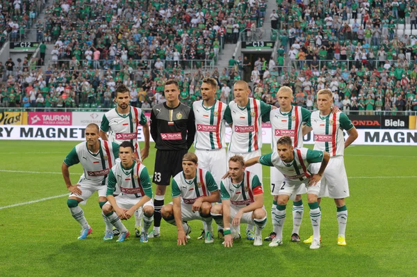 Wrocław, Polska - lipca 18:uefa Liga Europejska, Śląsk Wrocław zespół Śląsk Wrocław vs rudar pljevlja 18 lipca: 2013 w Wrocław, Polska. — Zdjęcie stockowe