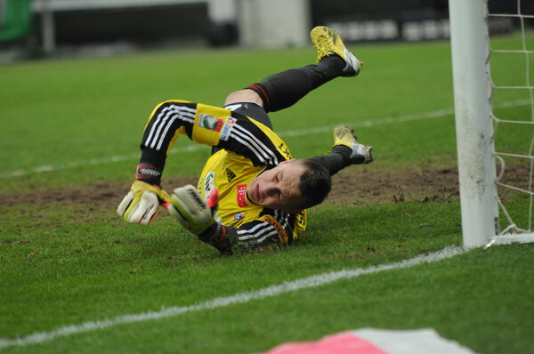 WROCLAW, POLAND - April 06: Skorupski, new player of AS Rome, Slask Wroclaw vs Gornik Zabrze on April 06, 2013 in Wroclaw, Poland.