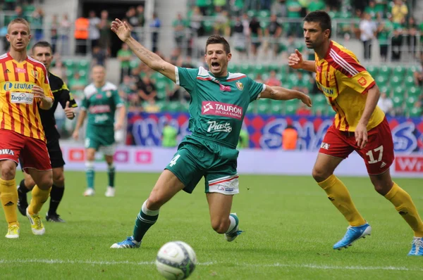 WROCLAW, POLAND - August 26: Spahić Amir in action, Slask Wroclaw vs Korona Kielce on August 26, 2012 in Wroclaw, Poland. — ストック写真