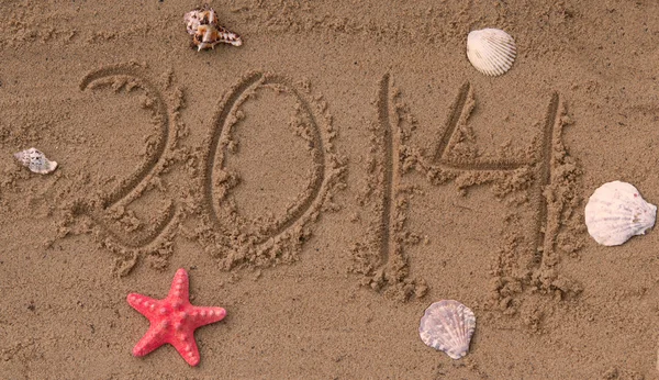 Nowy rok 2014 na plaży — Zdjęcie stockowe