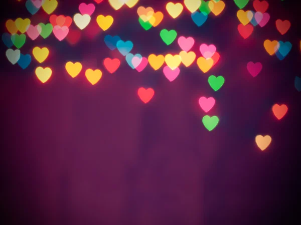 Colorful heart bokeh with copy space background — Stock Photo, Image