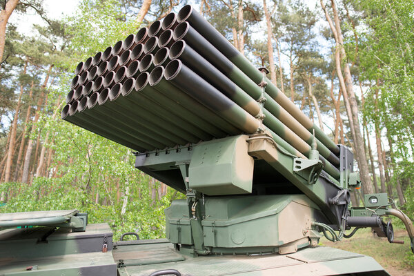close up on rocket launcher vehicle