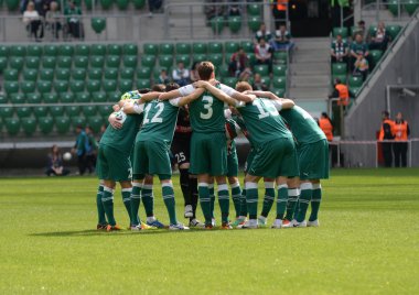 Wroclaw. Polonya - 26 Nisan: t-mobile ekstraklasa wks slask wroclaw ve zaglebie lubin arasındaki maç. motivationon 26 Nisan 2014 Wroclaw. Polonya.