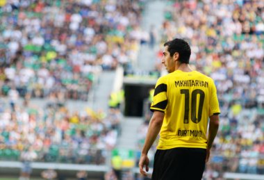 Wroclaw. Polonya - Ağustos 06: maç wks slask wroclaw ve borussia arasında dostça dortmund. henrikh mkhitaryan Ağustos 06, 2014 yılında wroclaw. Polonya.