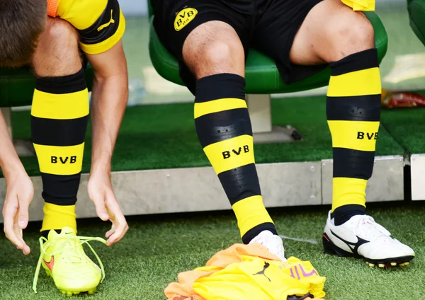 Wroclaw. Polonya - Ağustos 06: maç wks slask wroclaw ve borussia arasında dostça dortmund. BVB çorap Ağustos 06, 2014 yılında wroclaw. Polonya.