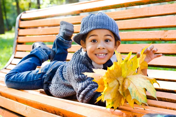 African american boy outdoors — Stock Photo, Image