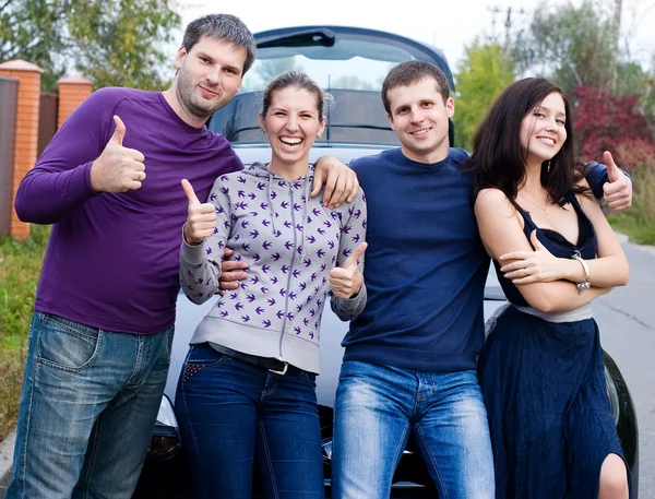 Car traveling with friends — Stock Photo, Image