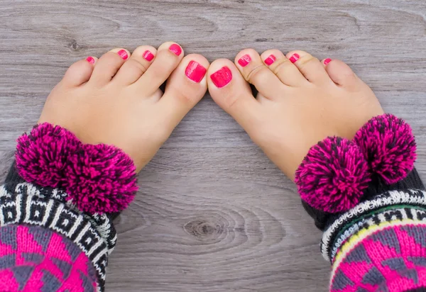 Womens poten met pedicure — Stockfoto