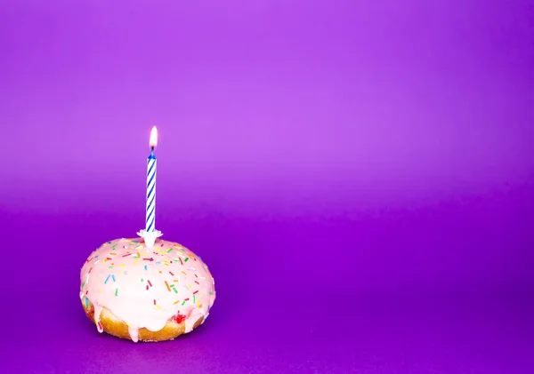 Donut with candle — Stock Photo, Image