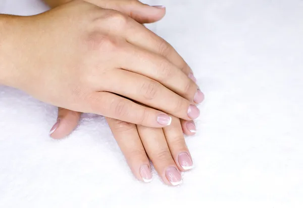 Female french manicure — Stock Photo, Image