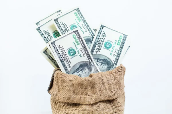 Peníze v tašce — Stock fotografie