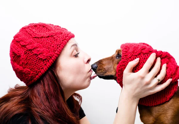 The girl with the dog — Stock Photo, Image