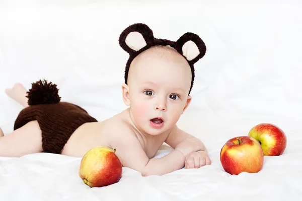 Baby in a bear costume — Stock Photo, Image