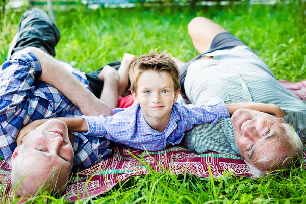 Grandson with grandparents — Stock Photo, Image