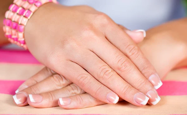 Female french manicure — Stock Photo, Image