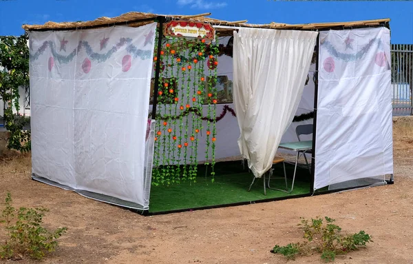 Sukkah Succah Una Cabaña Temporal Construida Para Uso Durante Semana Fotos de stock