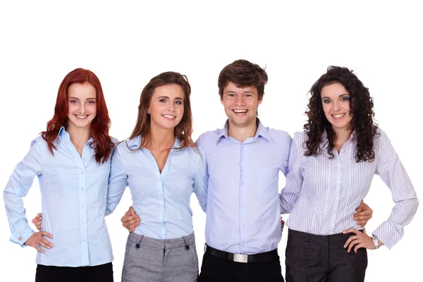 Grupo sorridente de empresários, isolados em branco — Fotografia de Stock