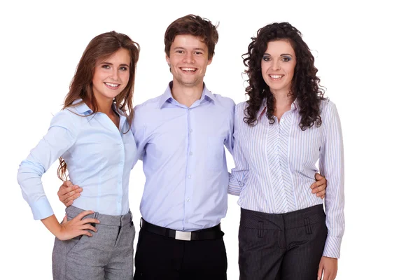 Grupo sorridente de empresários, isolados em branco — Fotografia de Stock