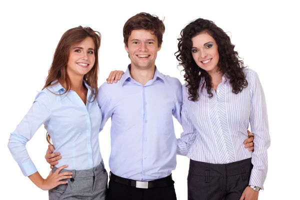 Smiling group of businesspeople, isolated on white — Stock Photo, Image