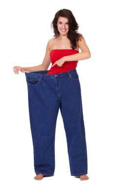 mutlu genç çekici Bayan kot odl büyük çift